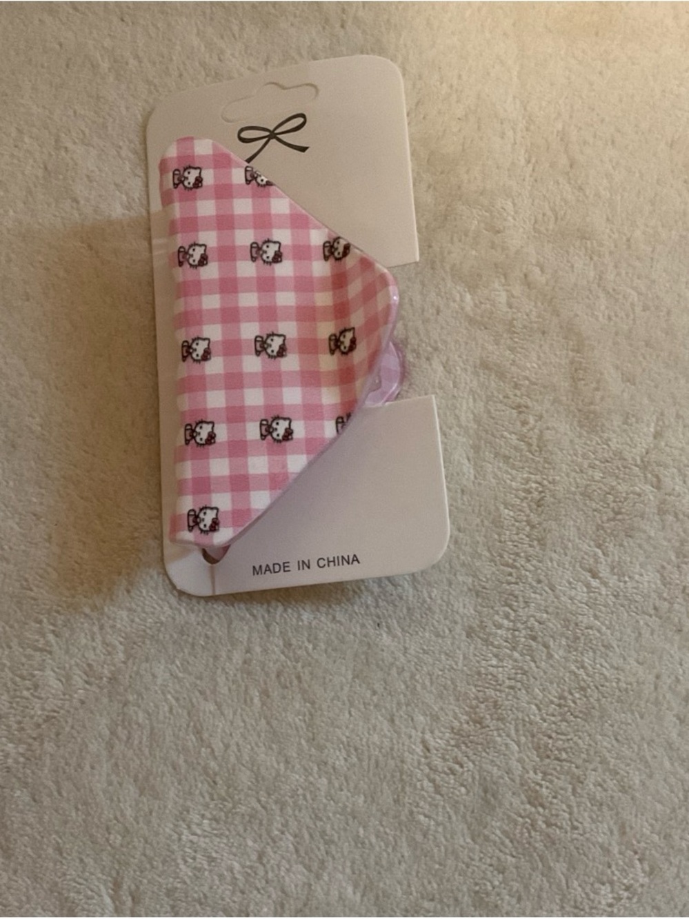 Hello Kitty Pink White Gingham Hair Bow Clip